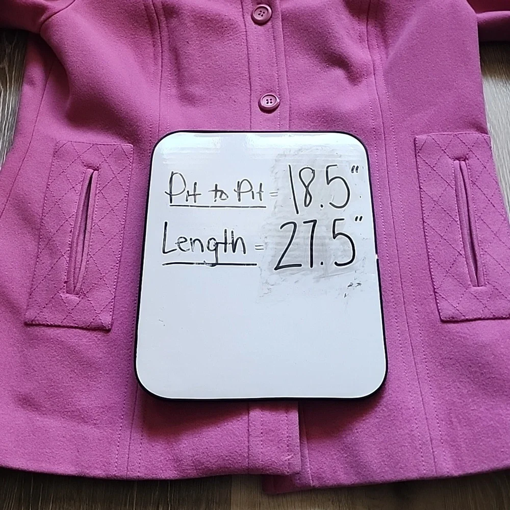 Pendleton Womens 100% Merino Wool Pink Button Down Hip Length Peacoat Sz Medium - Picture 6 of 15